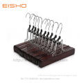 EISHO Dark Walnut Wooden Clamping Trouser Hangers